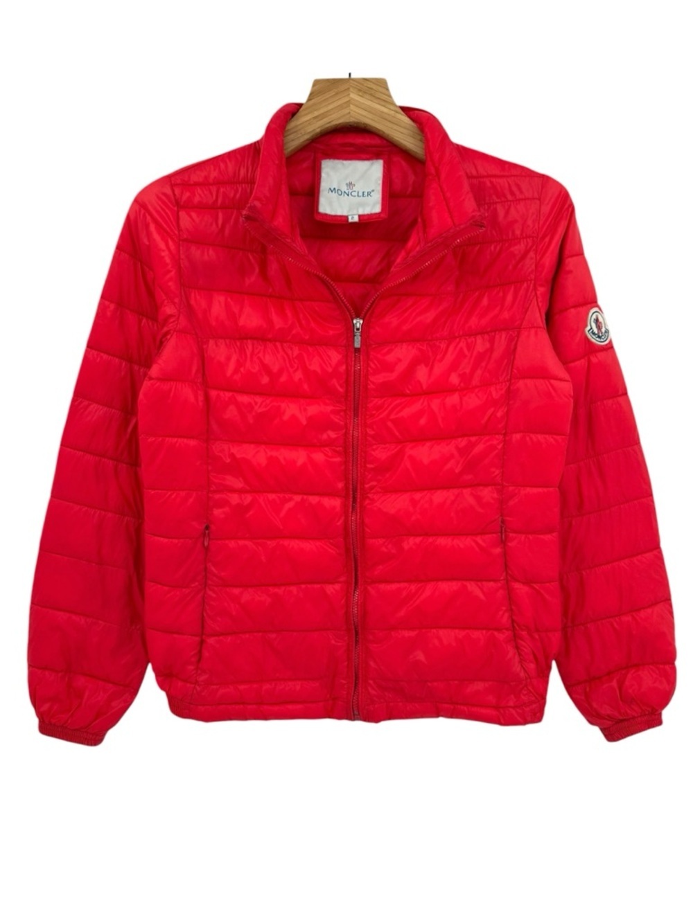 Moncler Vintage Red Down Puffer Bomber Jacket Size 2